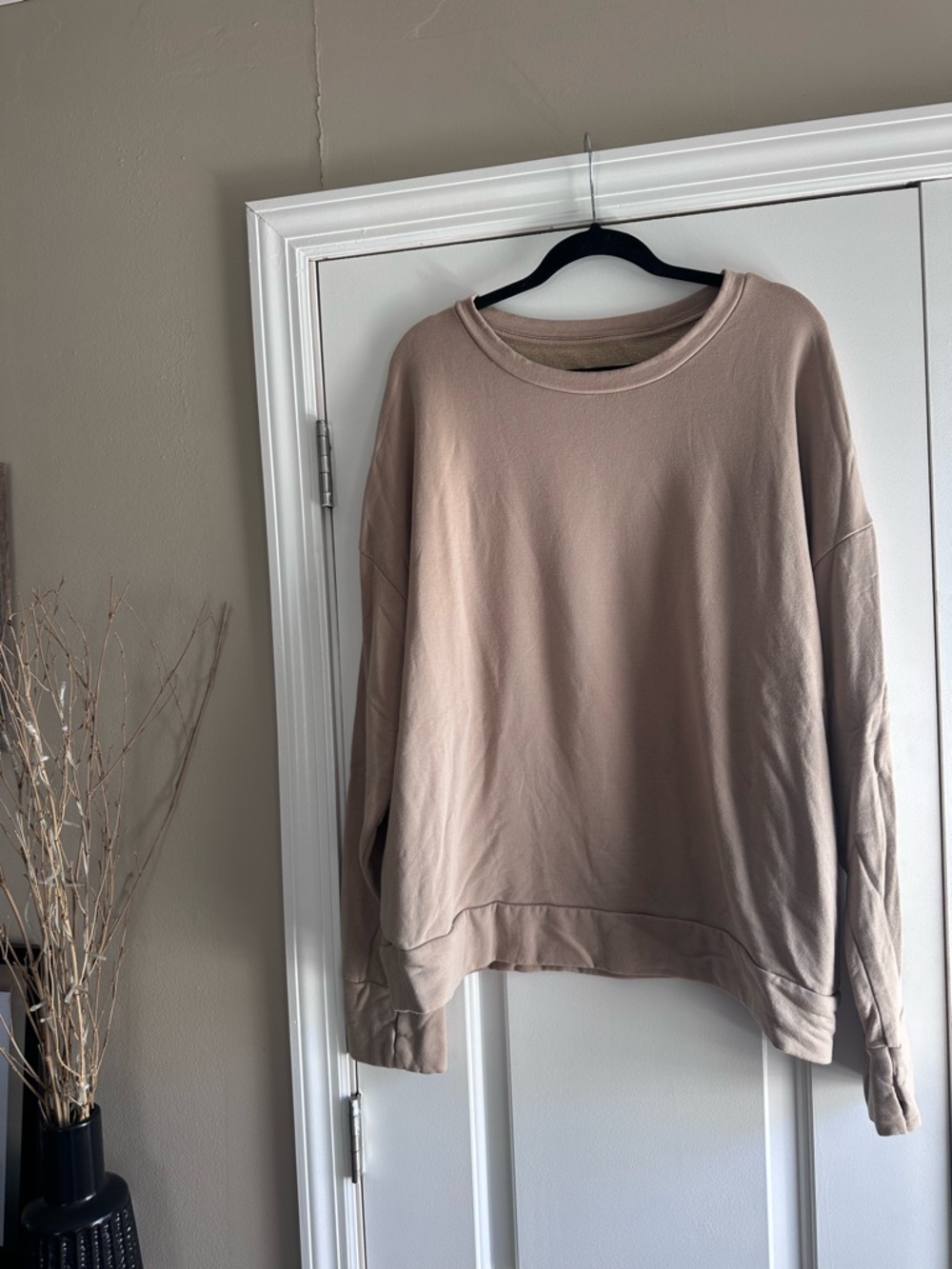Neutral Beige Crewneck Sweatshirt Aerie